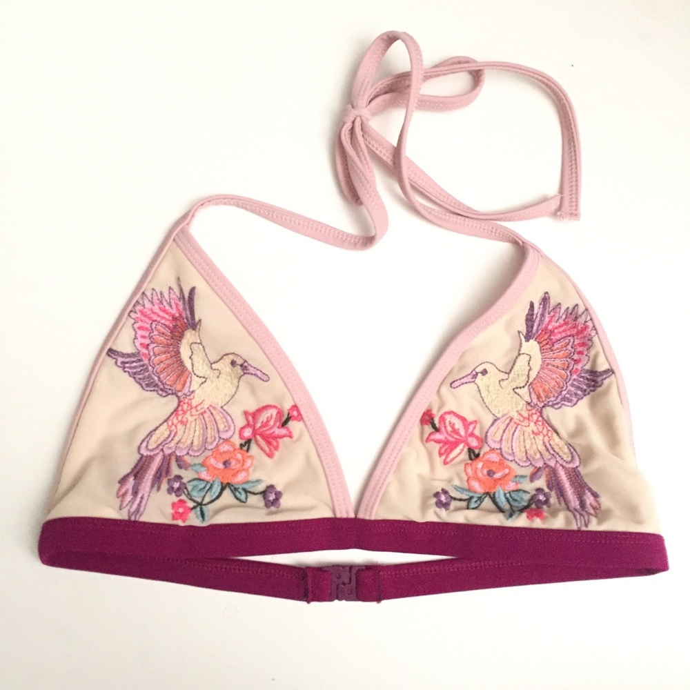 Topshop bikini top bird embroidery